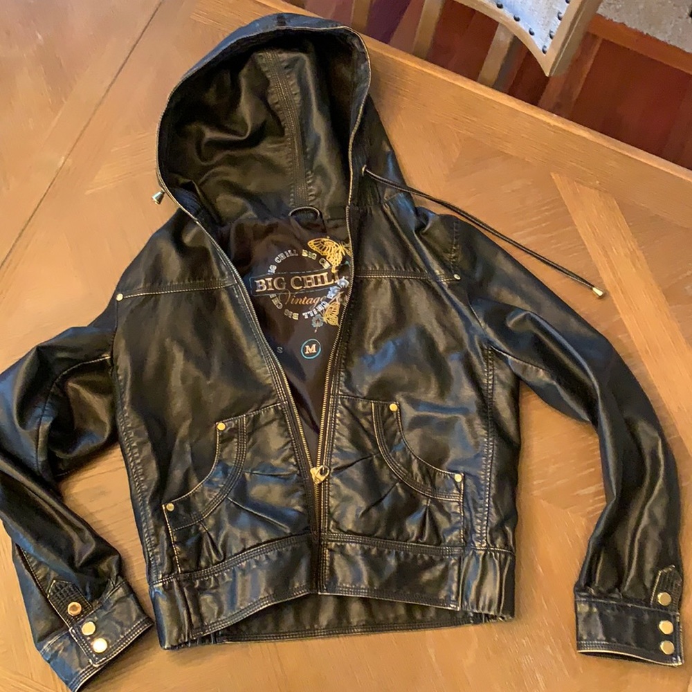 Big Chill hooded faux leather jacket size M